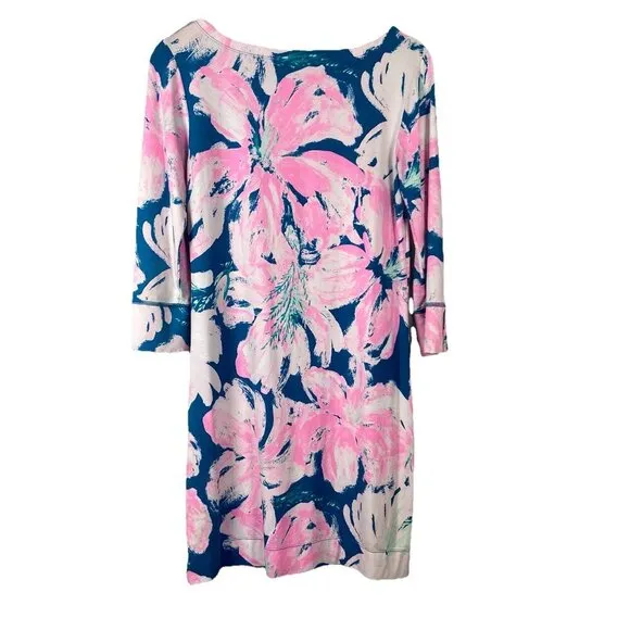 Lilly Pulitzer Sophie Dress S Tidal Wave Pans Garden Sleeves Pink Beach Floral