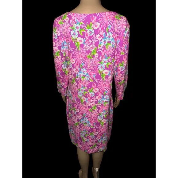 Lilly Pulitzer Sophie Dress Sz Large Moms The Word Amethyst Pink Floral Casual