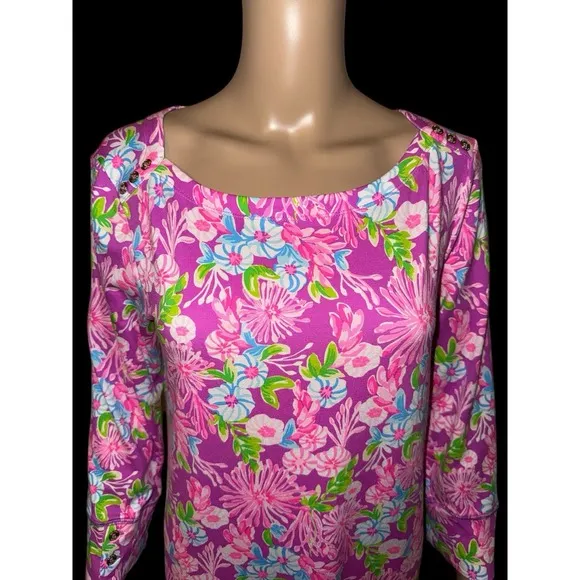 Lilly Pulitzer Sophie Dress Sz Large Moms The Word Amethyst Pink Floral Casual