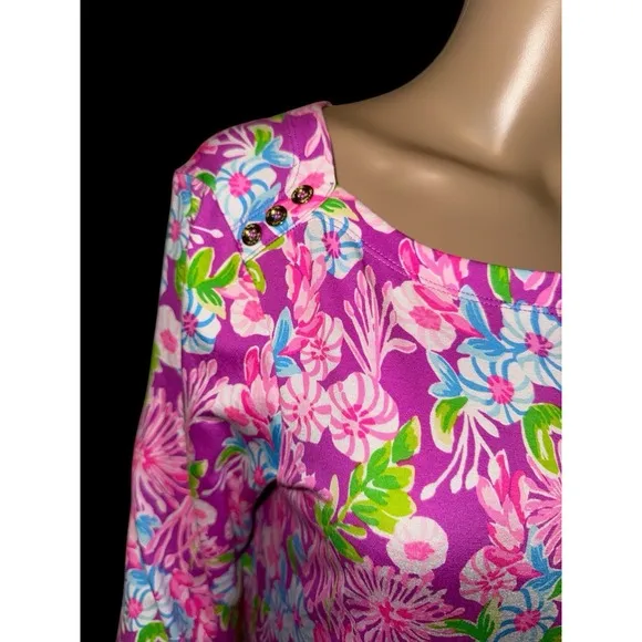 Lilly Pulitzer Sophie Dress Sz Large Moms The Word Amethyst Pink Floral Casual