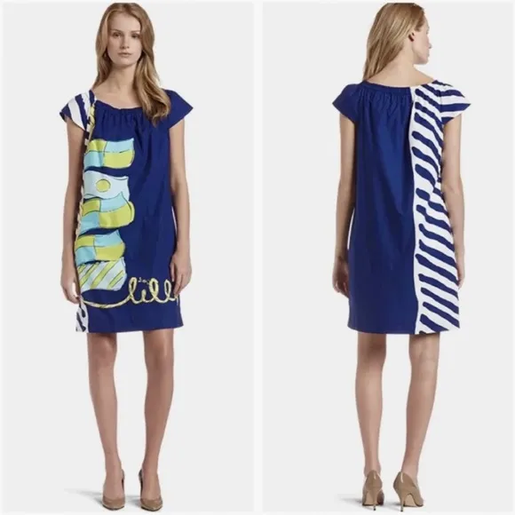 LILLY PULITZER Sullivan Dress Nautical You're Flagged 78213 Size Medium Coastal