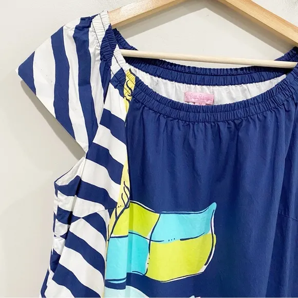 LILLY PULITZER Sullivan Dress Nautical You're Flagged 78213 Size Medium Coastal