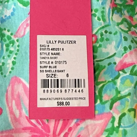Lilly Pulitzer Taneya Skort Surf Blue So Shellegant Women's Size 6 NWT