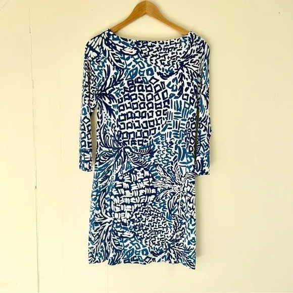 Lilly Pulitzer Sophie Dress in Indigo Home Slice Blue Pineapple Print sz S