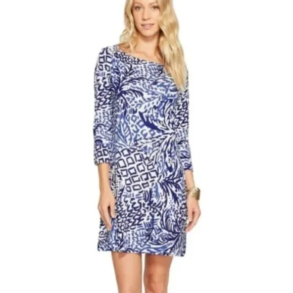 Lilly Pulitzer Sophie Dress in Indigo Home Slice Blue Pineapple Print sz S