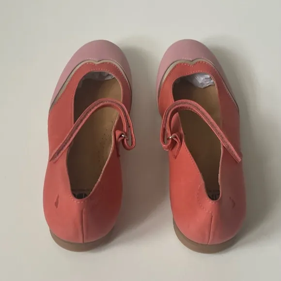 Lindo Girls’ Leather Coral &amp; Pink Mary Jane Shoes
