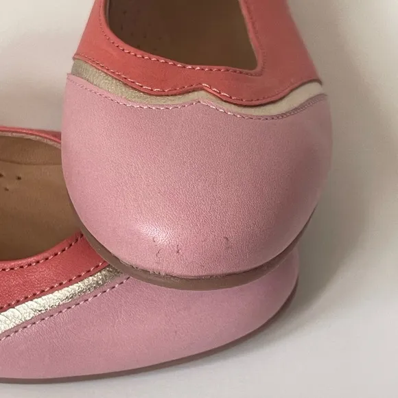 Lindo Girls’ Leather Coral &amp; Pink Mary Jane Shoes