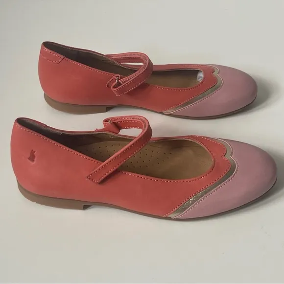 Lindo Girls’ Leather Coral &amp; Pink Mary Jane Shoes