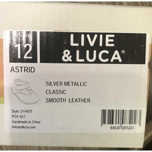 Livie &amp; Luca Astrid Silver Metallic Mary Janes Velcro Holiday NWT