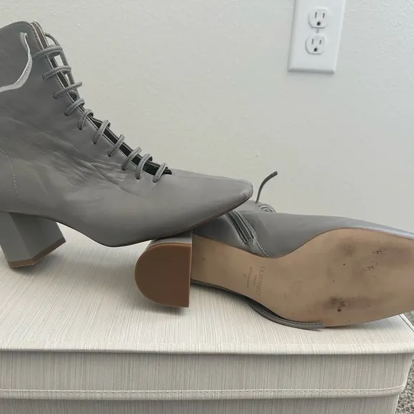 LK Bennett Elegant Gray Lace-Up Ankle Boots