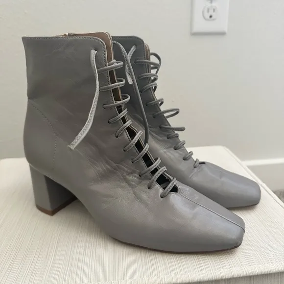 LK Bennett Elegant Gray Lace-Up Ankle Boots