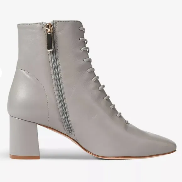 LK Bennett Elegant Gray Lace-Up Ankle Boots