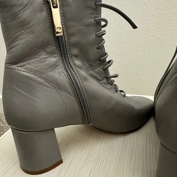 LK Bennett Elegant Gray Lace-Up Ankle Boots