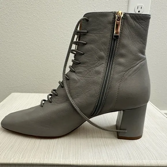 LK Bennett Elegant Gray Lace-Up Ankle Boots