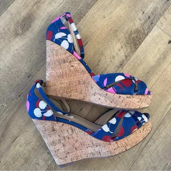 L.K. Bennett Linette Suede Cork Wedges