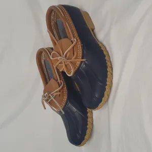 LL BEAN Duck Bean Boots Navy Blue Low Cut Lace-Up Womens 8M USA