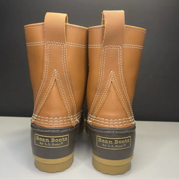 LL Bean Kids Brown Leather 8&quot; Lace Up Gore-Tex Ankle Duck Boots Size 5