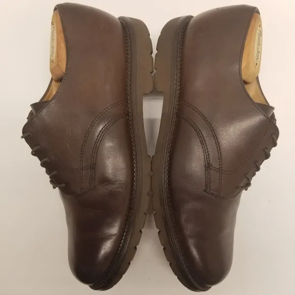 L.L. Bean Mens Size 10EE Oxford Derby Brown Leather Vibram Gum Lite Sole Lace Up