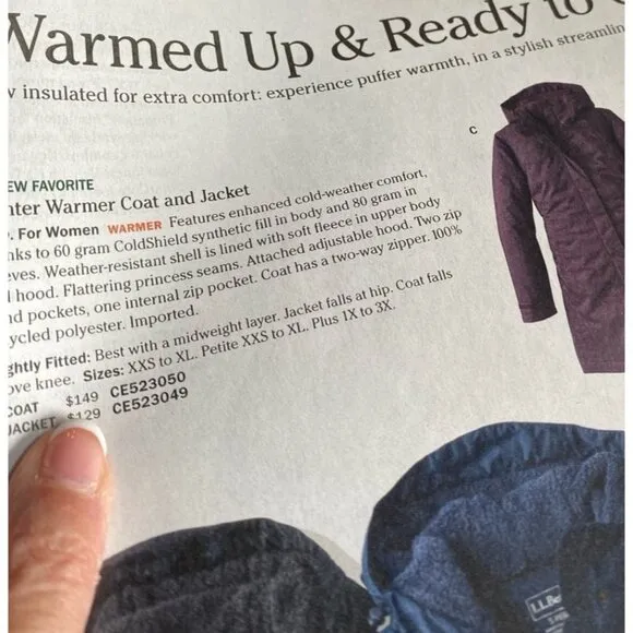 L.L. Bean Women’s Winter Warmer Parka Coat Eggplant Color Size Large