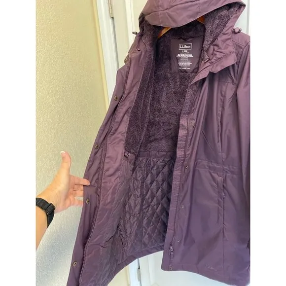 L.L. Bean Women’s Winter Warmer Parka Coat Eggplant Color Size Large
