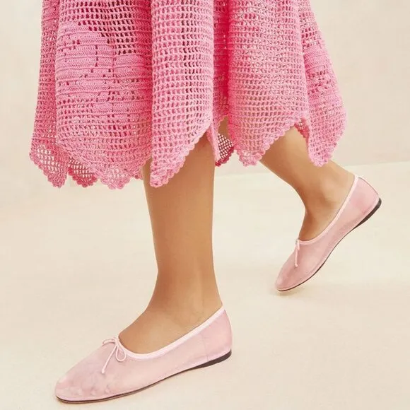 Loeffler Randall Landon Soft Ballet Flats Sz 10 Light Pink Mesh Leather NEW $250