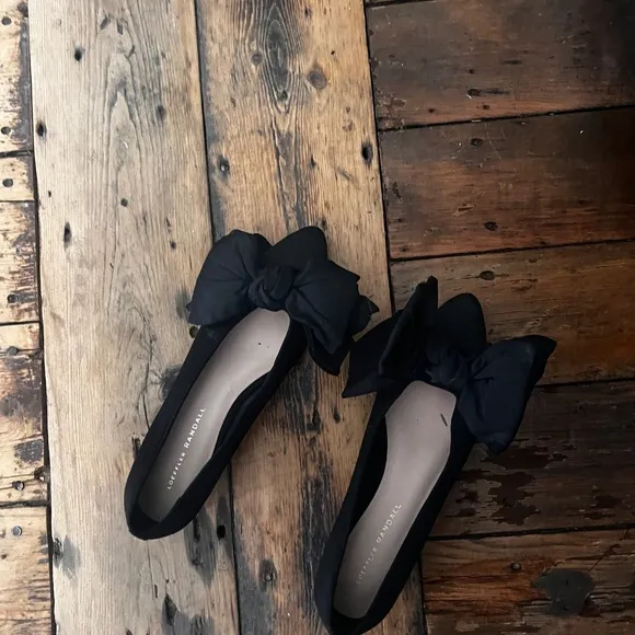 Loeffler Randall- Noa bow-embellished moire point-toe flats