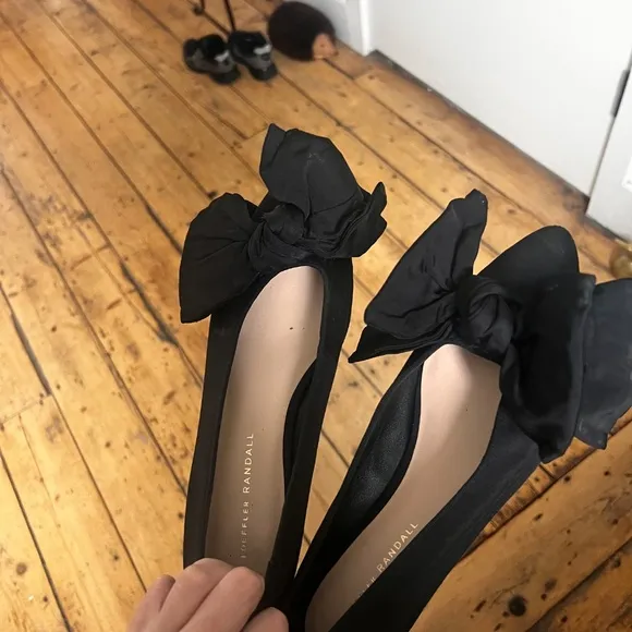 Loeffler Randall- Noa bow-embellished moire point-toe flats
