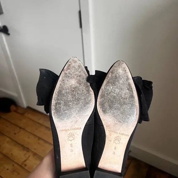 Loeffler Randall- Noa bow-embellished moire point-toe flats