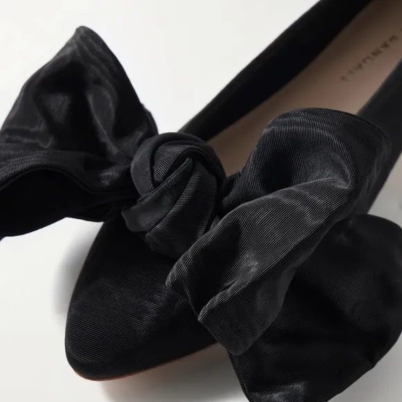 Loeffler Randall- Noa bow-embellished moire point-toe flats