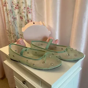 Loeffler Randall seafoam green mesh Leonie Mary Jane flats, Sz. 8.5