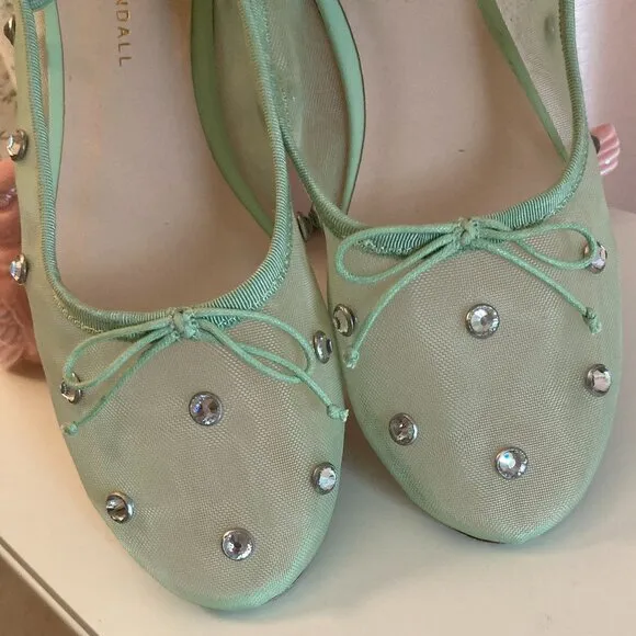 Loeffler Randall seafoam green mesh Leonie Mary Jane flats, Sz. 8.5