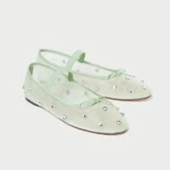 Loeffler Randall seafoam green mesh Leonie Mary Jane flats, Sz. 8.5