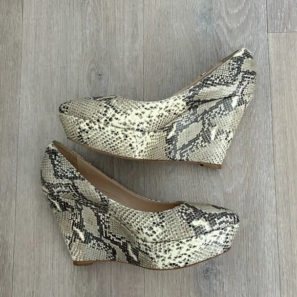 Loeffler Randall Snakeskin Platform Wedges