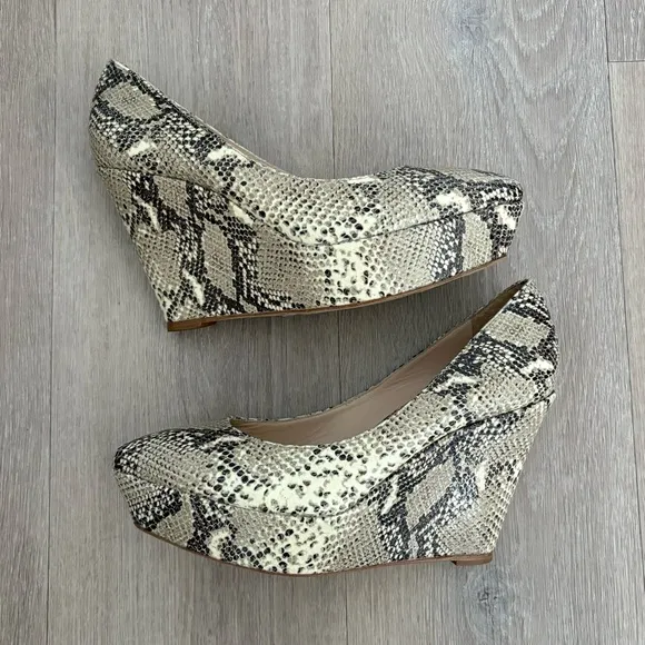 Loeffler Randall Snakeskin Platform Wedges