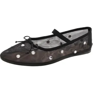 Loeffler Randall Womens Leonie Black Bow Casual Round Toe Ballet Flats Used