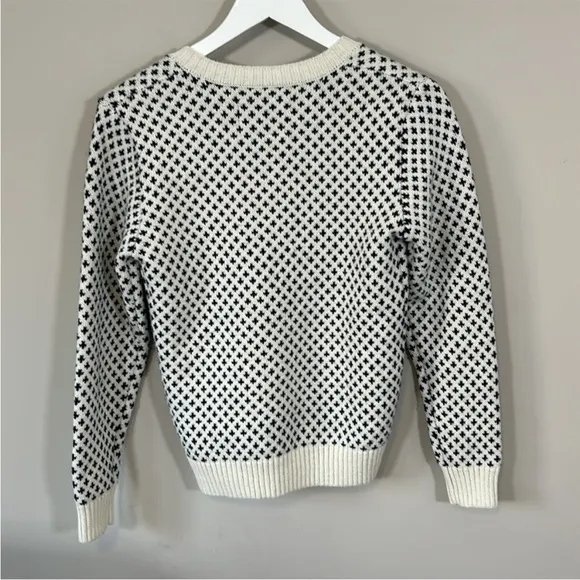 LONG WHARF Womens Osterville SeaWell Sweater Cream Fisherman Recycled Vneck XS