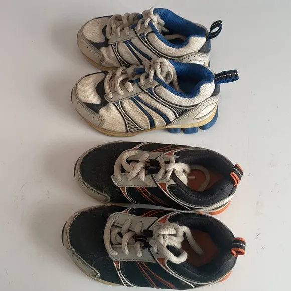Lot 2 starter athletic shoes sneakers toddler size 7 Jack black orange white