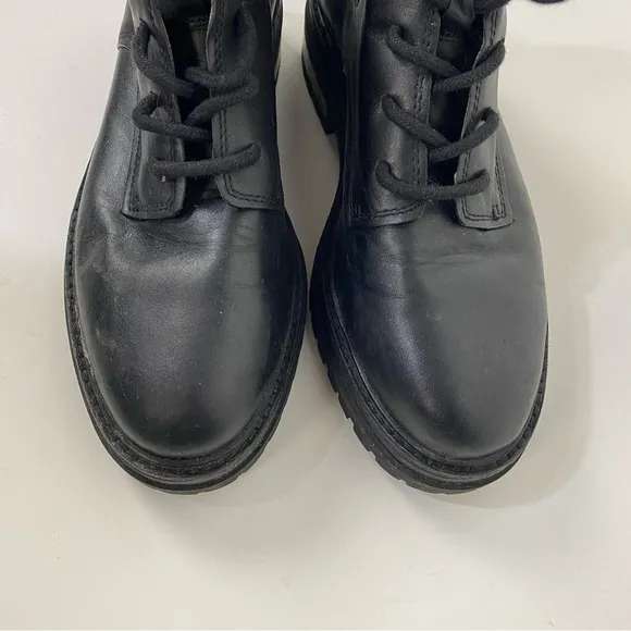Louise Et Cie Black Leather Combat Moto High Top Boots Minimalist Grunge