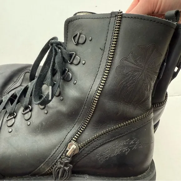 Lounge By Mark Nason Leather Tooled Cross Zipper Boots