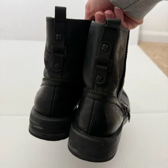 Lounge By Mark Nason Leather Tooled Cross Zipper Boots