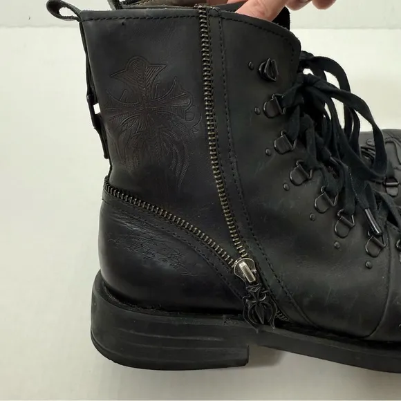 Lounge By Mark Nason Leather Tooled Cross Zipper Boots