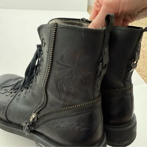Lounge By Mark Nason Leather Tooled Cross Zipper Boots
