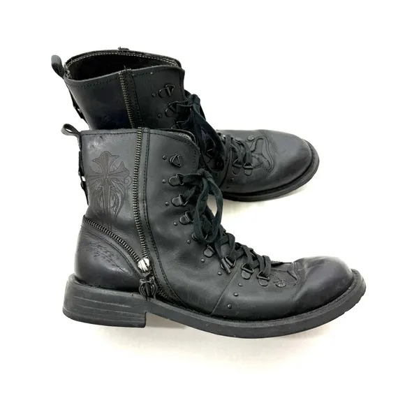 Lounge By Mark Nason Leather Tooled Cross Zipper Boots