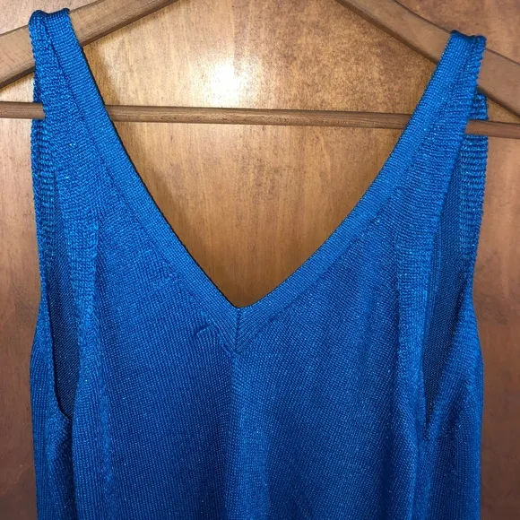 Lovers   Friends Wrap Up Sweater Dress Blue Metallic Knit Christmas Holiday NWT