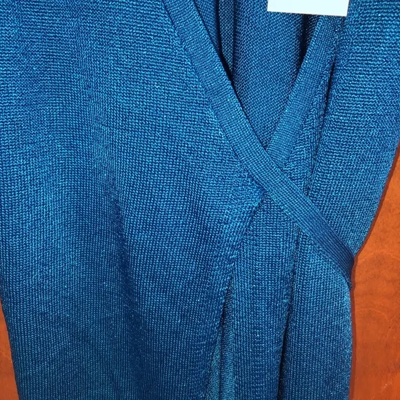 Lovers   Friends Wrap Up Sweater Dress Blue Metallic Knit Christmas Holiday NWT