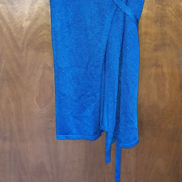 Lovers   Friends Wrap Up Sweater Dress Blue Metallic Knit Christmas Holiday NWT