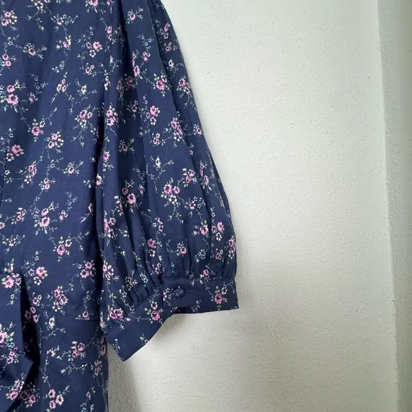 LoveShackFancy Eventide Blue Lena Dress Floral Cotton Mini Size Medium