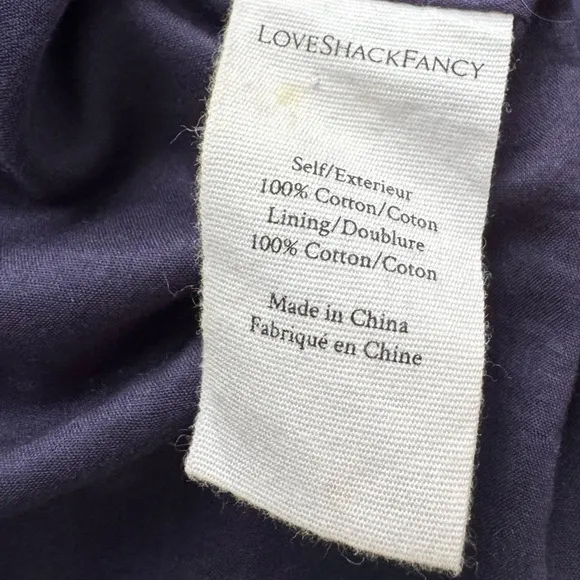 LoveShackFancy Eventide Blue Lena Dress Floral Cotton Mini Size Medium