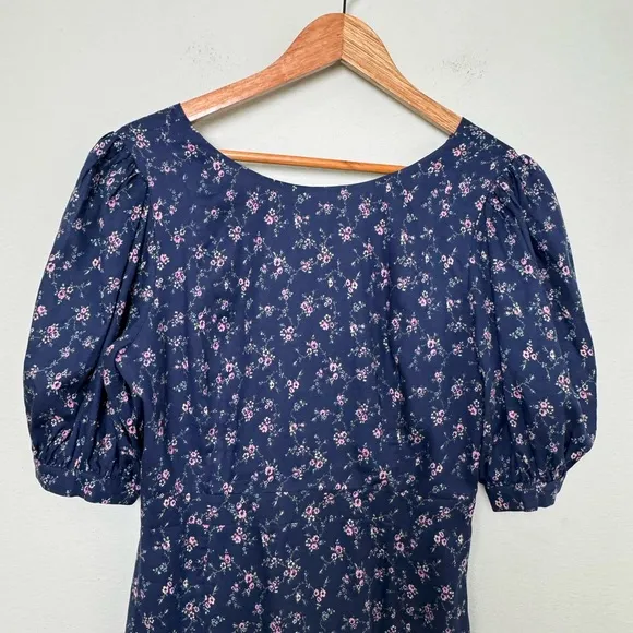 LoveShackFancy Eventide Blue Lena Dress Floral Cotton Mini Size Medium