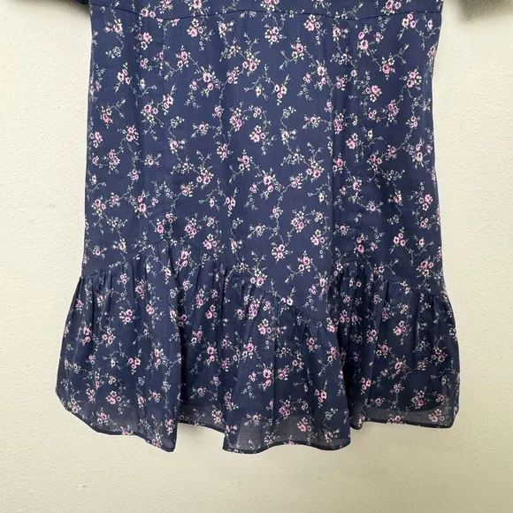 LoveShackFancy Eventide Blue Lena Dress Floral Cotton Mini Size Medium